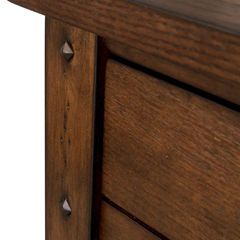 Table d'appoint en chêne brun rustique Lake House