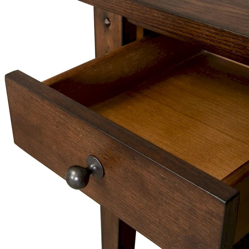Table d'appoint en chêne brun rustique Lake House
