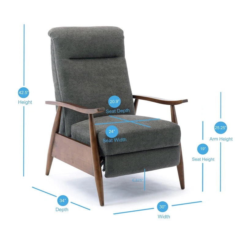 Fauteuil inclinable Sloan Wood Arm Push Back de Greyson Living