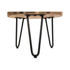 Table d'appoint ronde Sawyer de 22 po en bois recyclé avec pieds en épingle à cheveux noirs