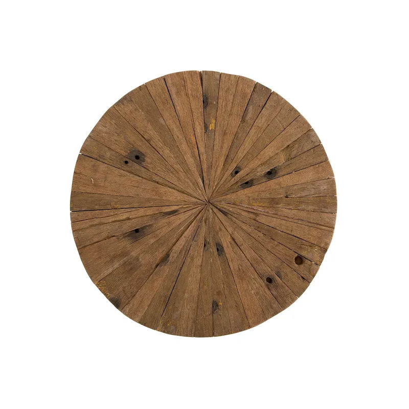 Table d'appoint ronde Sawyer de 22 po en bois recyclé avec pieds en épingle à cheveux noirs