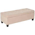 Banc de rangement, banc de bout de lit, coffre de rangement en tissu de lin avec couvercle relevable, pouf capitonné avec rangement pour le salon