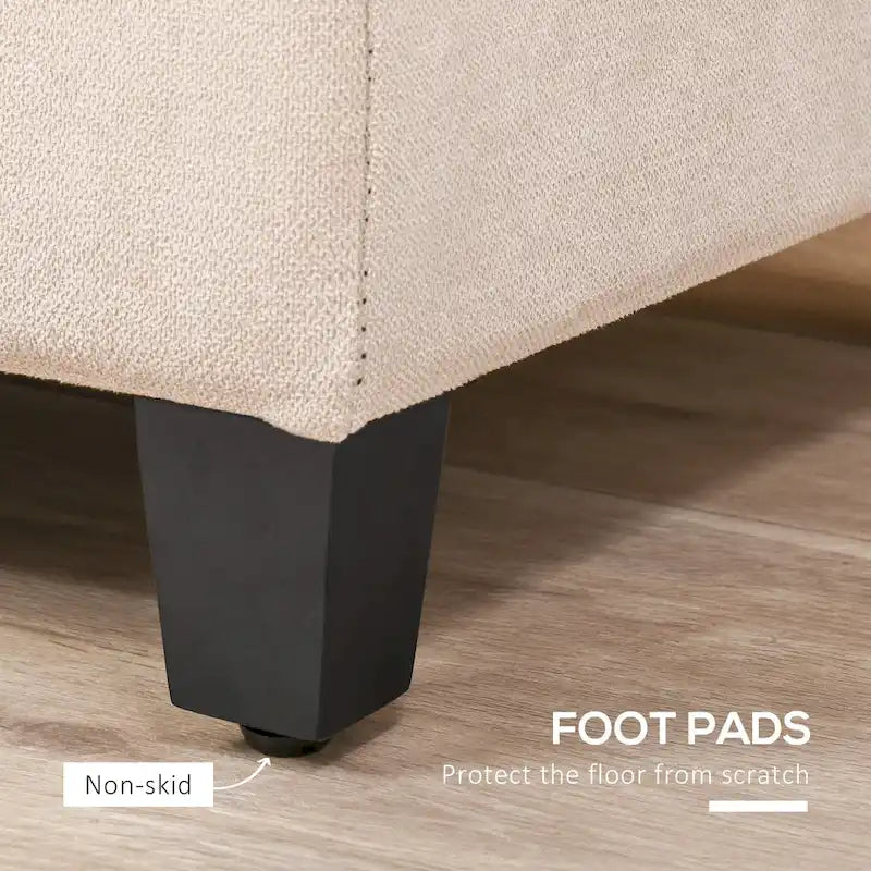 Banc de rangement, banc de bout de lit, coffre de rangement en tissu de lin avec couvercle relevable, pouf capitonné avec rangement pour le salon