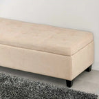 Banc de rangement, banc de bout de lit, coffre de rangement en tissu de lin avec couvercle relevable, pouf capitonné avec rangement pour le salon