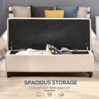 Banc de rangement, banc de bout de lit, coffre de rangement en tissu de lin avec couvercle relevable, pouf capitonné avec rangement pour le salon