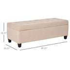 Banc de rangement, banc de bout de lit, coffre de rangement en tissu de lin avec couvercle relevable, pouf capitonné avec rangement pour le salon