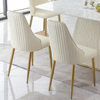Chaise de salle à manger à dossier haut, blanc et or, similicuir, lot de 2