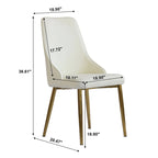 Chaise de salle à manger à dossier haut, blanc et or, similicuir, lot de 2