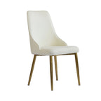 Chaise de salle à manger à dossier haut, blanc et or, similicuir, lot de 2