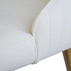Chaise de salle à manger à dossier haut, blanc et or, similicuir, lot de 2
