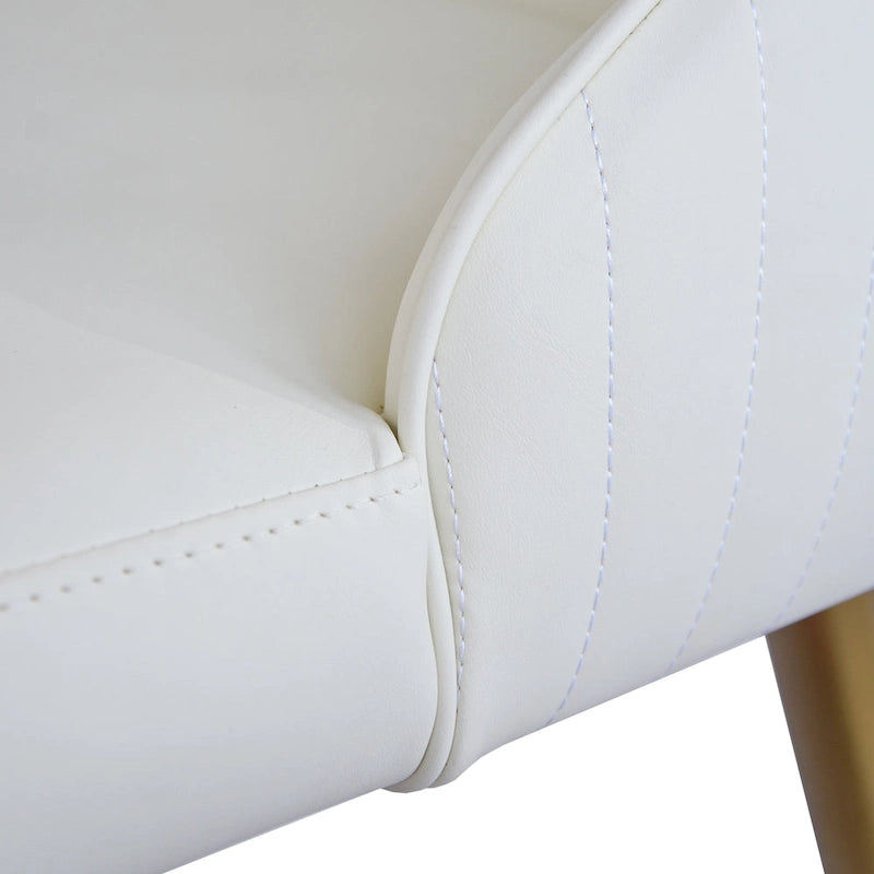 Chaise de salle à manger à dossier haut, blanc et or, similicuir, lot de 2