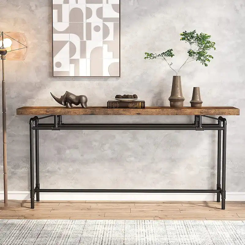 Table console de 70,9 pouces pour salon, table d'entrée en bois