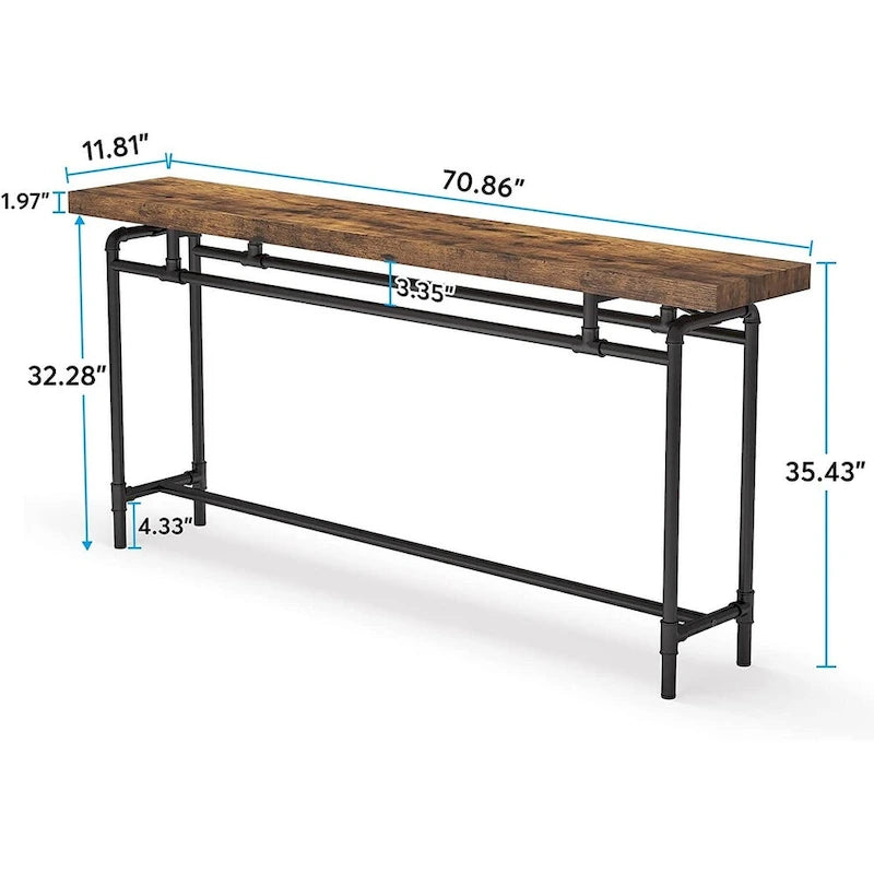 Table console de 70,9 pouces pour salon, table d'entrée en bois