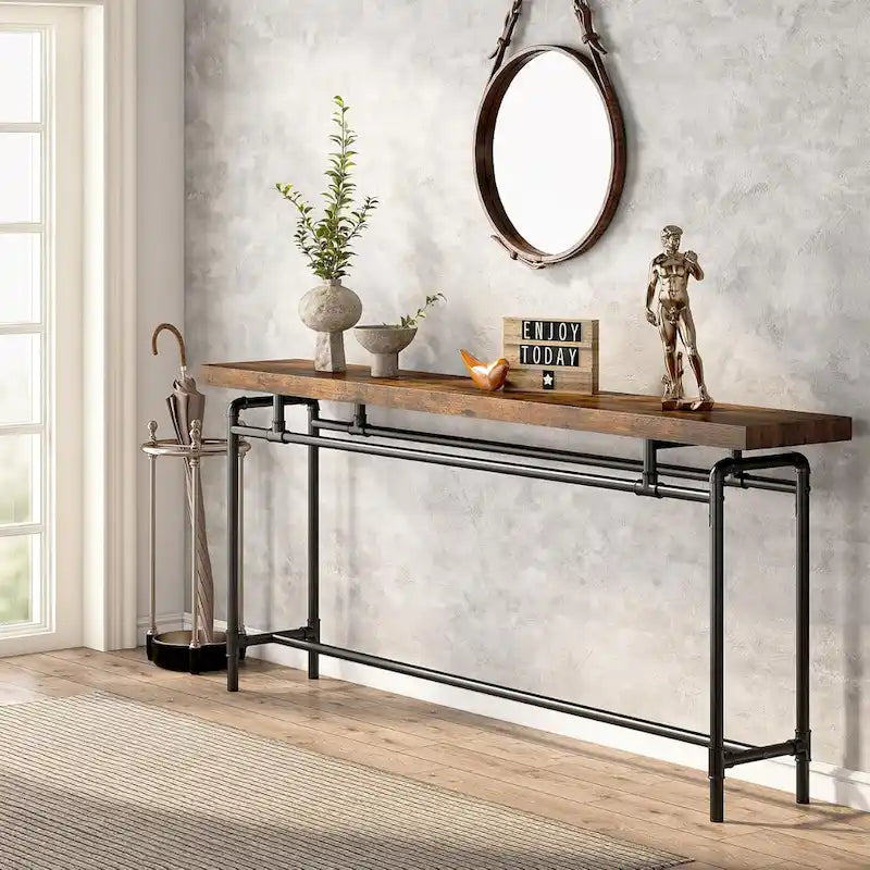Table console de 70,9 pouces pour salon, table d'entrée en bois