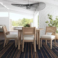 Brentwood 5-Piece Brown Wood Round Table and Cane Back Chair Dining Set - 47 x 30 x 47