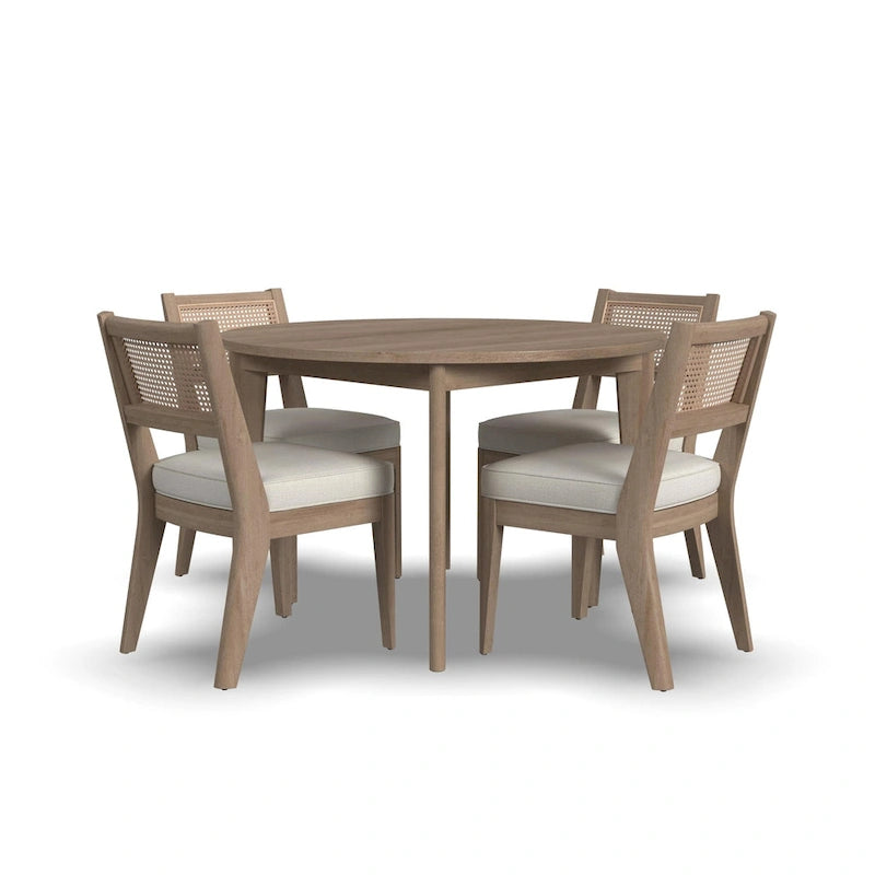 Ensemble de salle à manger Brentwood 5 pièces avec table ronde en bois marron et chaises à dossier cannage - 47 x 30 x 47