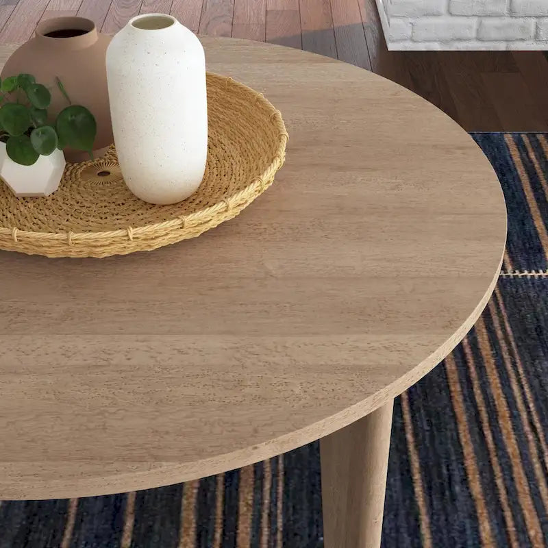 Ensemble de salle à manger Brentwood 5 pièces avec table ronde en bois marron et chaises à dossier cannage - 47 x 30 x 47
