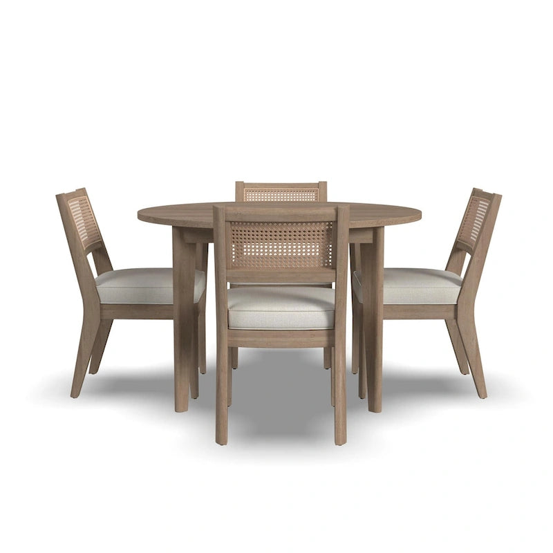 Ensemble de salle à manger Brentwood 5 pièces avec table ronde en bois marron et chaises à dossier cannage - 47 x 30 x 47