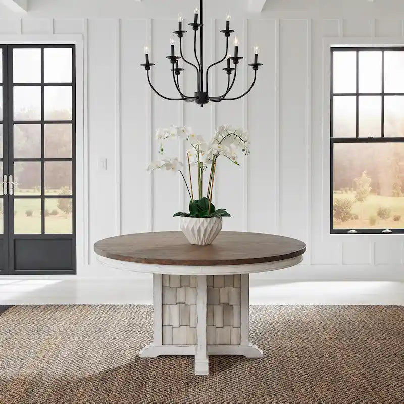 Ensemble de table à piédestal 5 pièces River Place Riverstone blanc