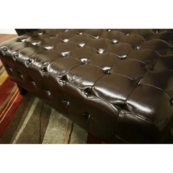 Ottoman carré en cuir reconstitué marron foncé Pemberly