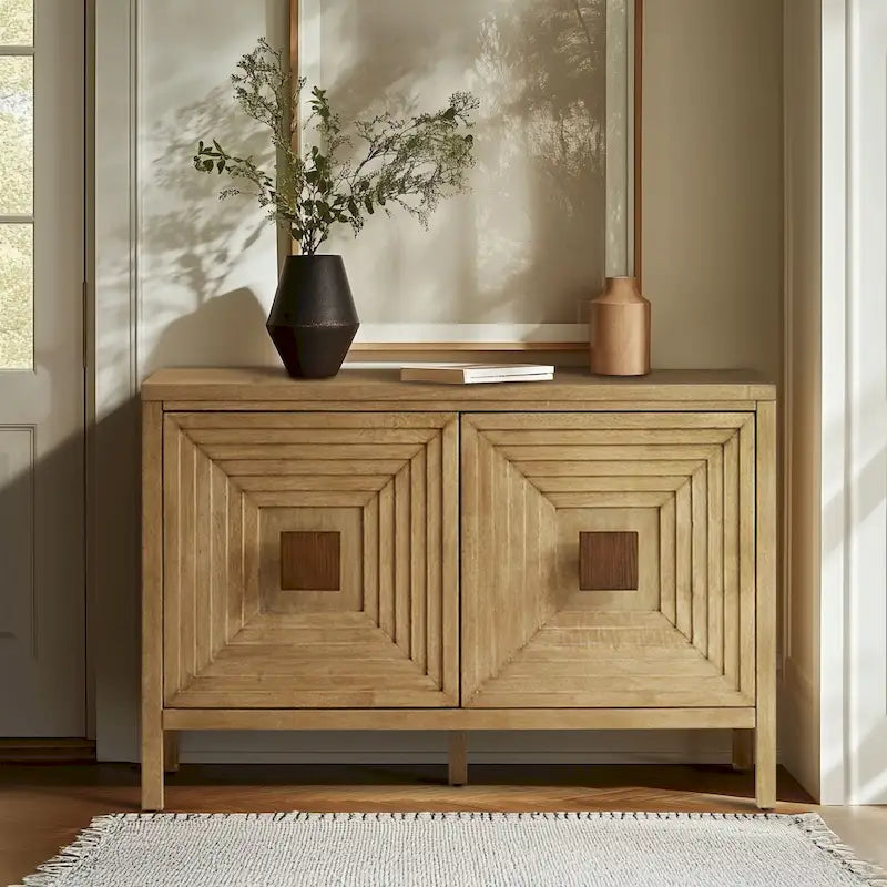 Armoire de rangement à 2 portes géométrique Madison Park Paige avec étagères réglables