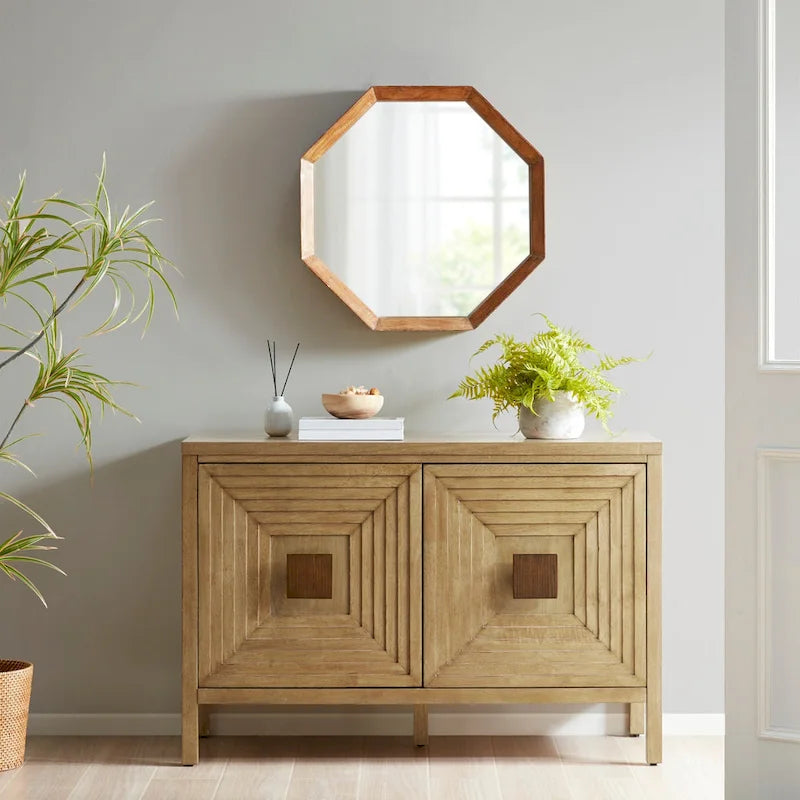Armoire de rangement à 2 portes géométrique Madison Park Paige avec étagères réglables