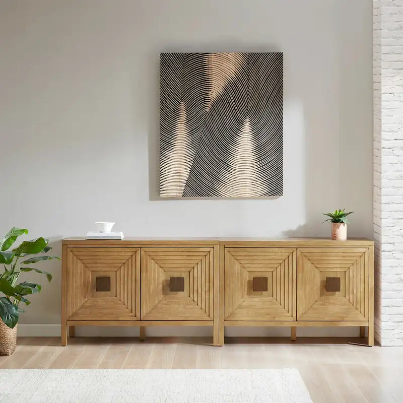 Armoire de rangement à 2 portes géométrique Madison Park Paige avec étagères réglables