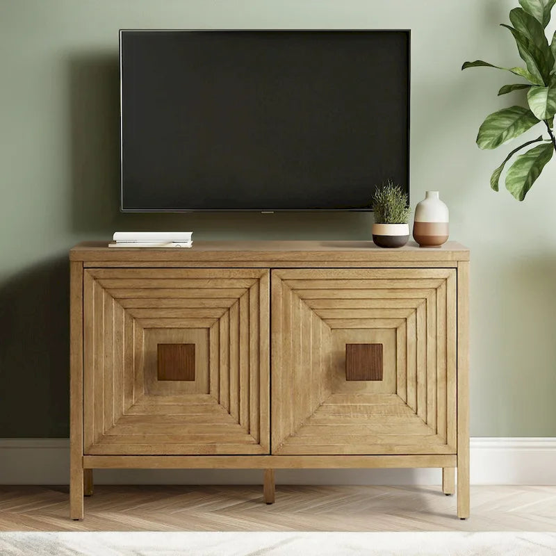 Armoire de rangement à 2 portes géométrique Madison Park Paige avec étagères réglables