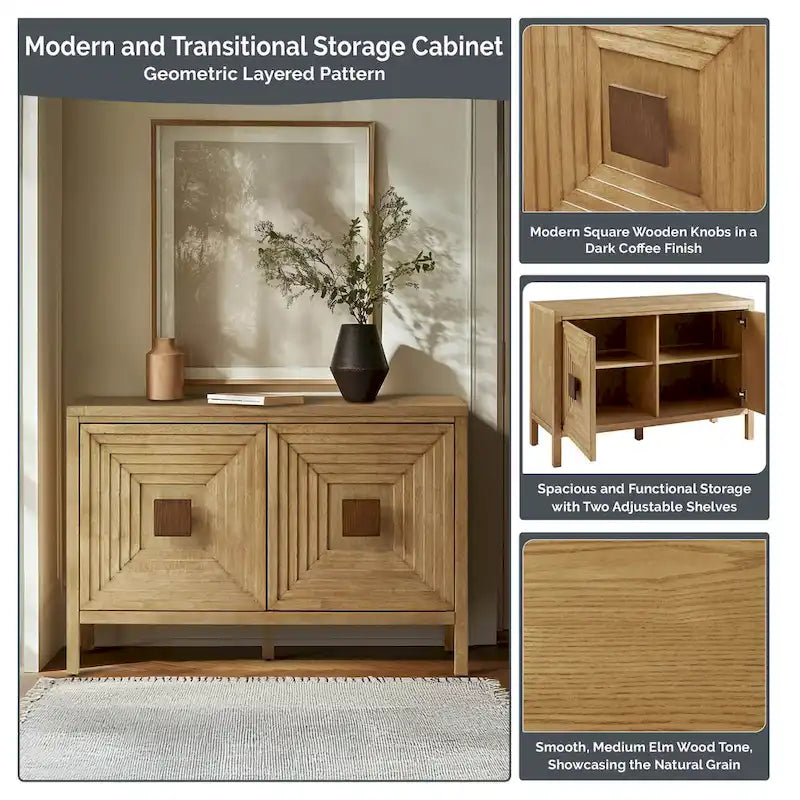 Armoire de rangement à 2 portes géométrique Madison Park Paige avec étagères réglables