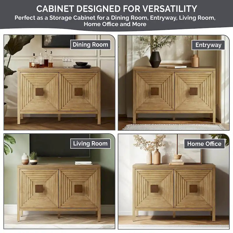Armoire de rangement à 2 portes géométrique Madison Park Paige avec étagères réglables