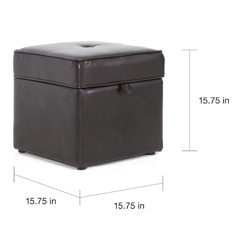 Sydney Pouf en similicuir marron foncé