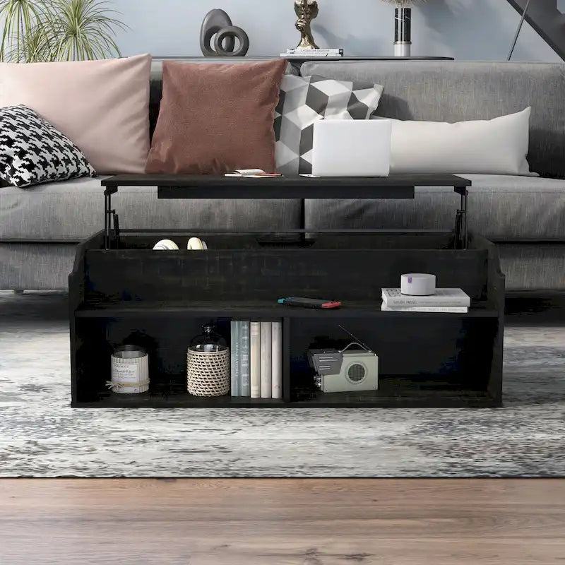 Table basse relevable Denhour DH BASIC Transitional Black Oak de 44 pouces