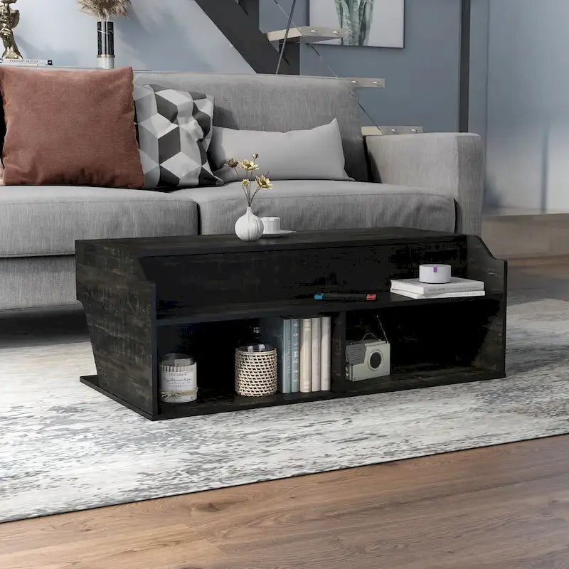 Table basse relevable Denhour DH BASIC Transitional Black Oak de 44 pouces