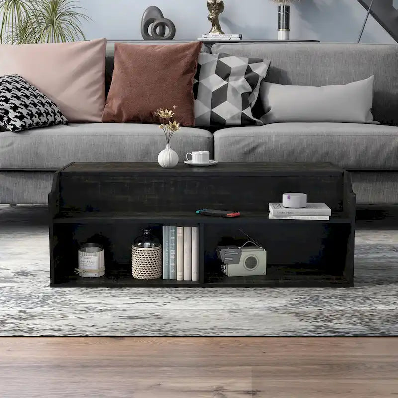 Table basse relevable Denhour DH BASIC Transitional Black Oak de 44 pouces