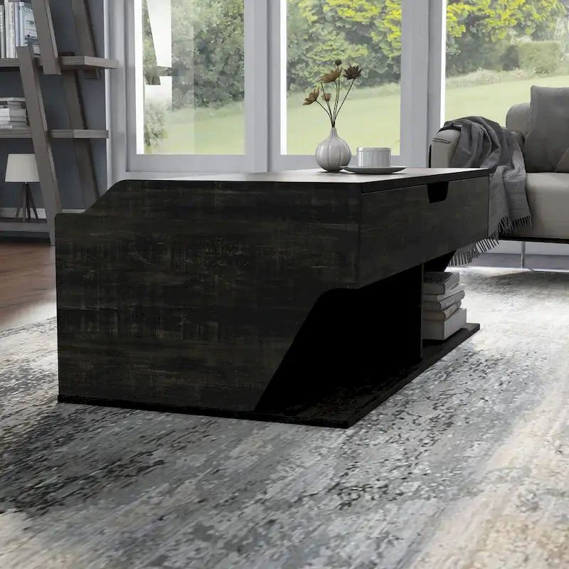 Table basse relevable Denhour DH BASIC Transitional Black Oak de 44 pouces