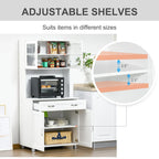 Meuble de cuisine moderne HOMCOM avec buffet, armoire avec portes en verre encadrées et étagères, blanc