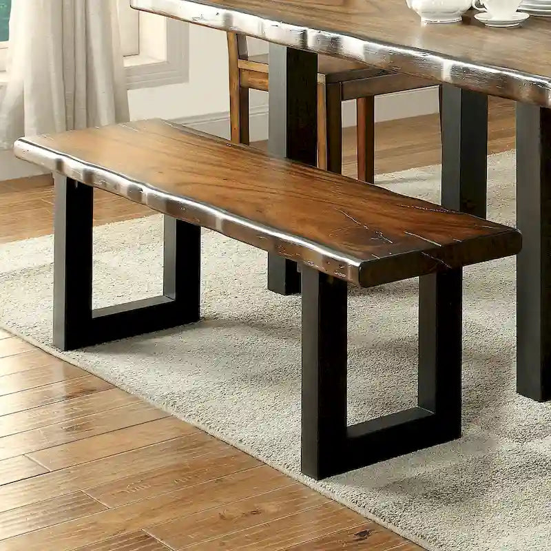 Banc de salle à manger en bois massif de chêne rustique Divo en U par Furniture of America