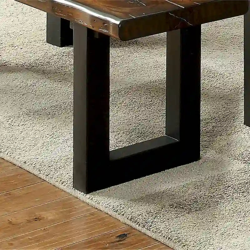 Banc de salle à manger en bois massif de chêne rustique Divo en U par Furniture of America