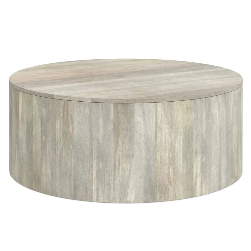 WYNDENHALL Hillmount Table basse ronde contemporaine 36 pouces en bois de manguier massif et entièrement assemblée - 36p x 36L x 14h
