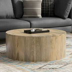 WYNDENHALL Hillmount Table basse ronde contemporaine 36 pouces en bois de manguier massif et entièrement assemblée - 36p x 36L x 14h