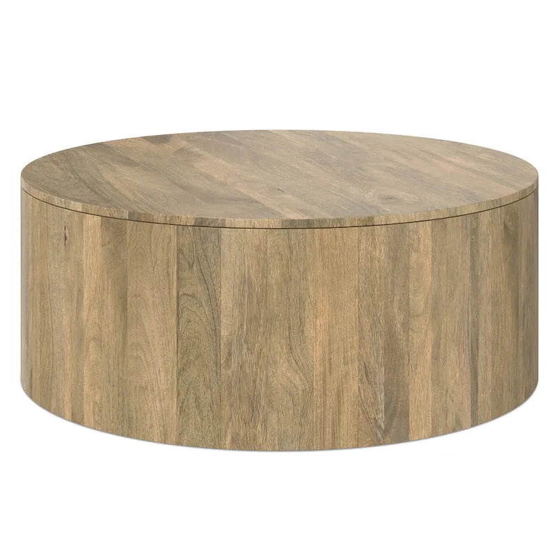 WYNDENHALL Hillmount Table basse ronde contemporaine 36 pouces en bois de manguier massif et entièrement assemblée - 36p x 36L x 14h