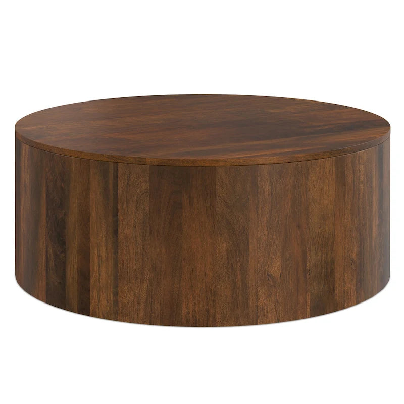 WYNDENHALL Hillmount Table basse ronde contemporaine 36 pouces en bois de manguier massif et entièrement assemblée - 36p x 36L x 14h