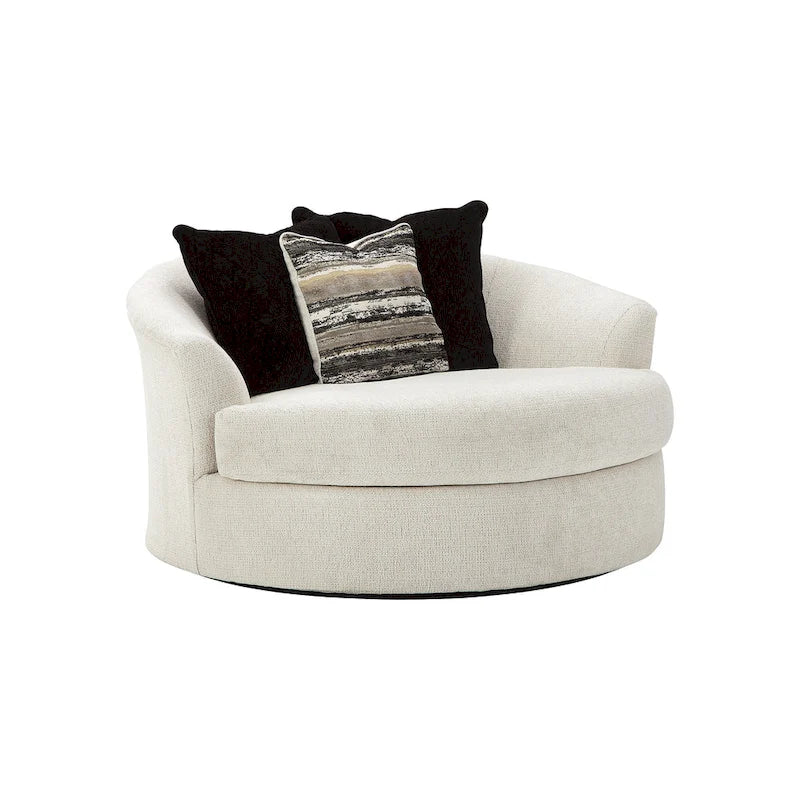 Fauteuil pivotant rond surdimensionné Signature Design by Ashley Cambri White - 58 larg. x 54 prof. x 39 haut. (po)