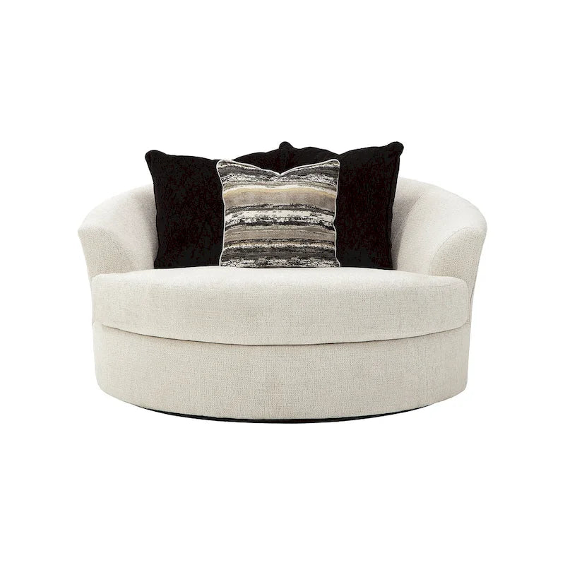 Fauteuil pivotant rond surdimensionné Signature Design by Ashley Cambri White - 58 larg. x 54 prof. x 39 haut. (po)