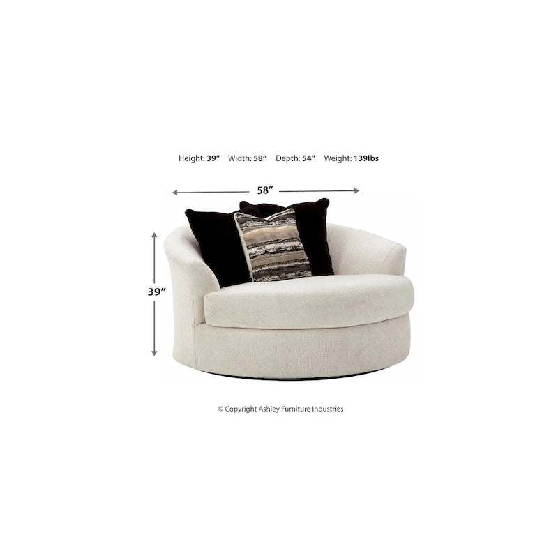 Fauteuil pivotant rond surdimensionné Signature Design by Ashley Cambri White - 58 larg. x 54 prof. x 39 haut. (po)