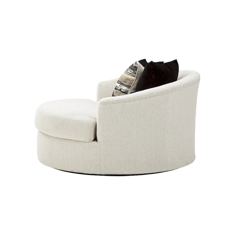 Fauteuil pivotant rond surdimensionné Signature Design by Ashley Cambri White - 58 larg. x 54 prof. x 39 haut. (po)