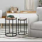 Tables d'appoint rondes Carbon Loft Satine en métal et verre (lot de 2)