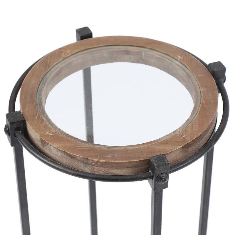 Tables d'appoint rondes Carbon Loft Satine en métal et verre (lot de 2)