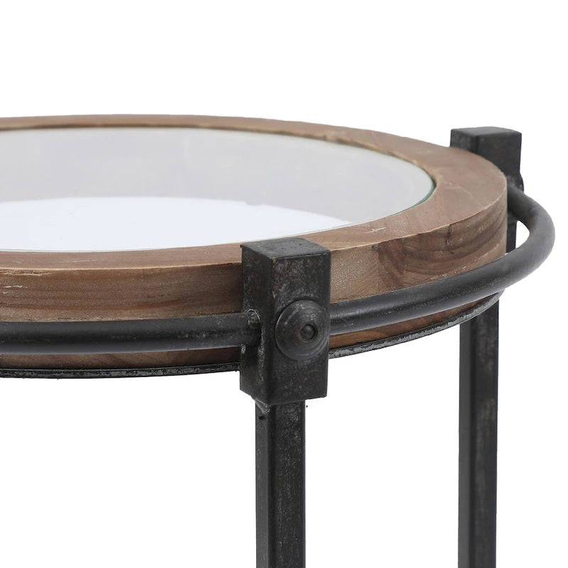 Tables d'appoint rondes Carbon Loft Satine en métal et verre (lot de 2)