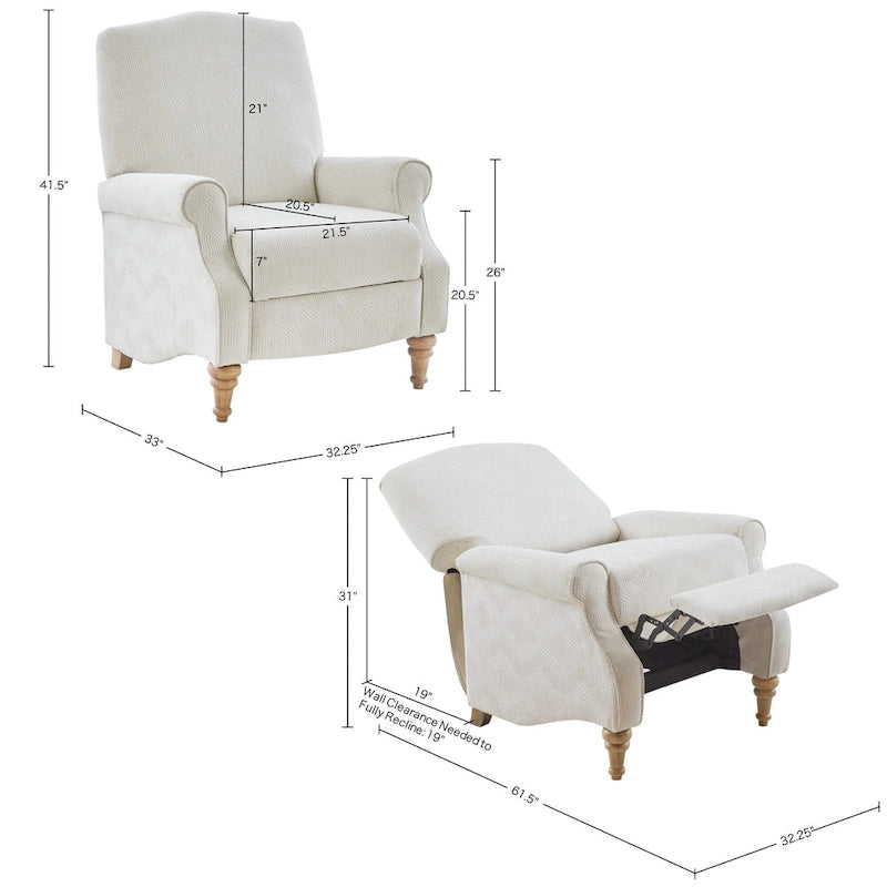 Fauteuil inclinable à dossier poussé, ivoire, une place